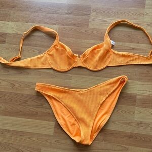 Salt + Cove Orange Textured Underwire Bikini Set